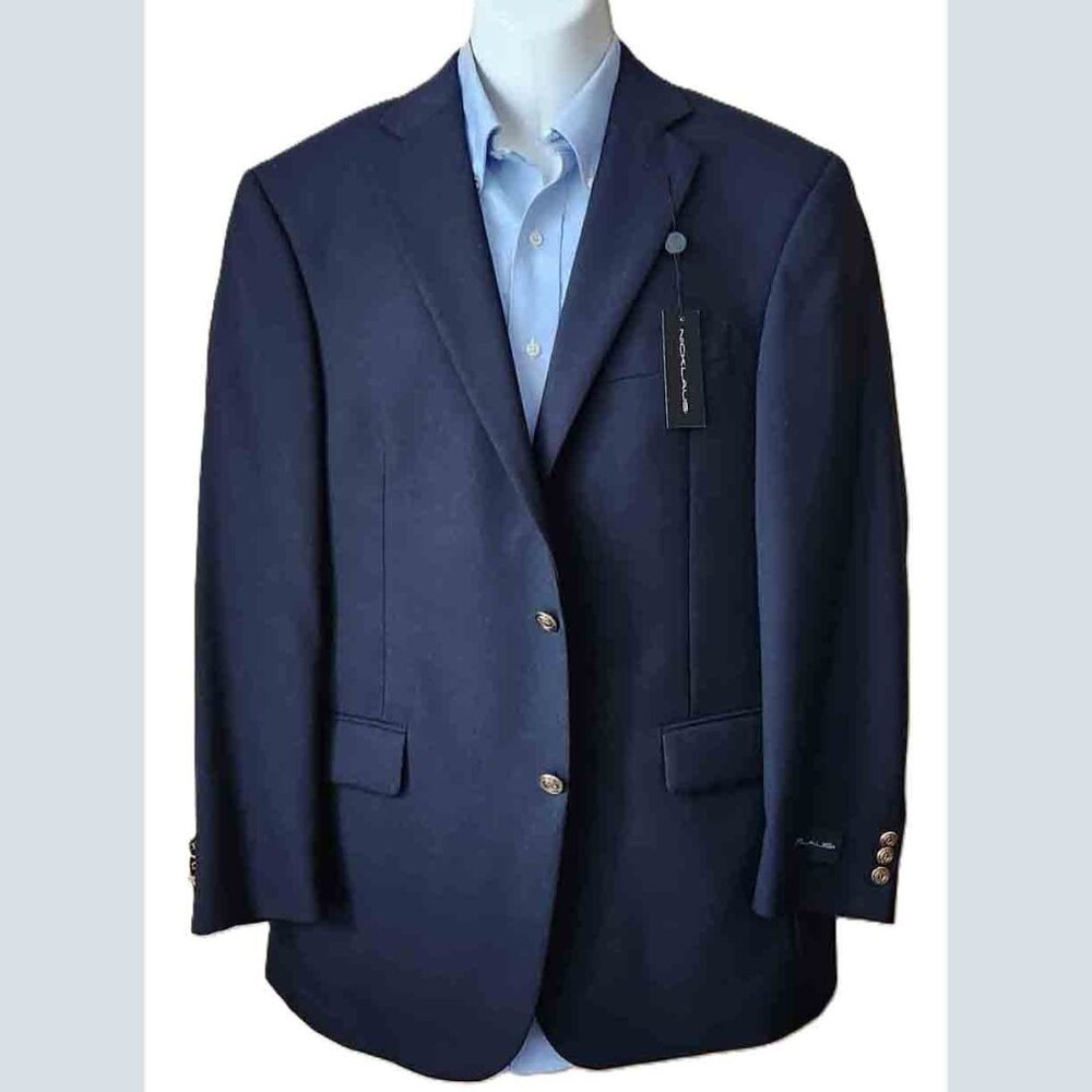NEW Jack Nicklaus Navy Blue Worsted Wool Blend Blazer Men's Size 40S